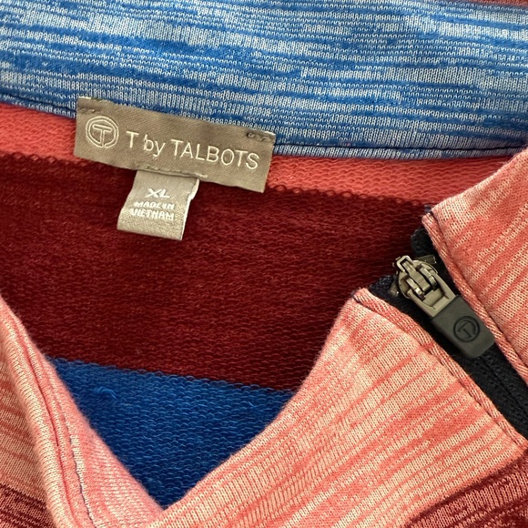 T by Talbots Women’s XL Striped Mock Neck Pullover Top Blue Pink Burgundy Cotton - Picture 6 of 10